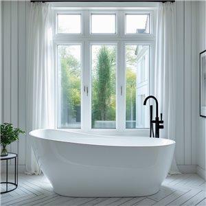 Fino Brisa Glossy Asymmetrical Freestanding Acrylic Bathtub 170 x 80cm