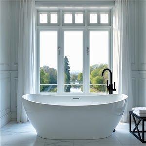 Fino Elda Glossy Symmetrical Freestanding Acrylic Bathtub 170 x 80cm
