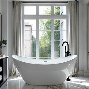 Fino Alzira Ship Shape Freestanding Acrylic Bath 175 x 78cm Gloss White