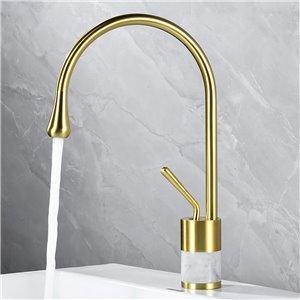 Fino Medium Body Gold Bathroom Basin Faucet With Marble
