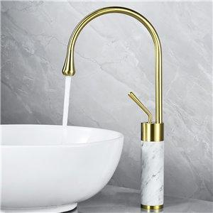 Fino Tall Body Gold Bathroom Basin Faucet With Marble