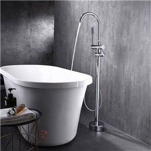 Fino Round Freestanding Silver Chrome Plated Bath Tap With Shower