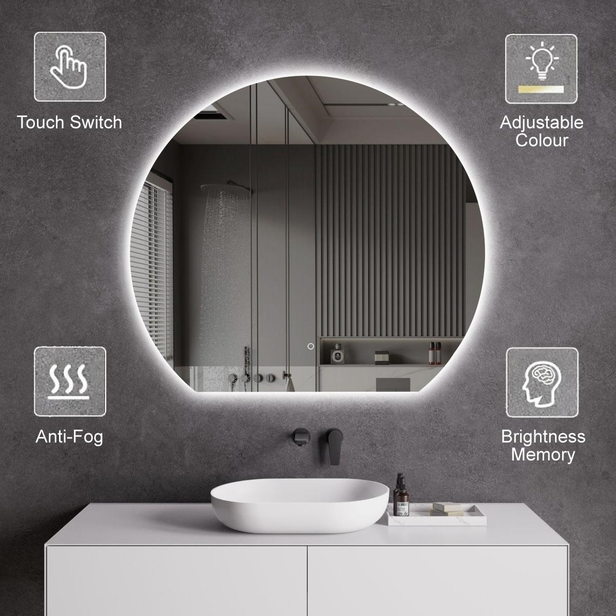 Full moon led bathroom mirror features