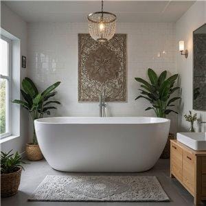 Fino Girona Matt White Freestanding Stone Bath 1500mm