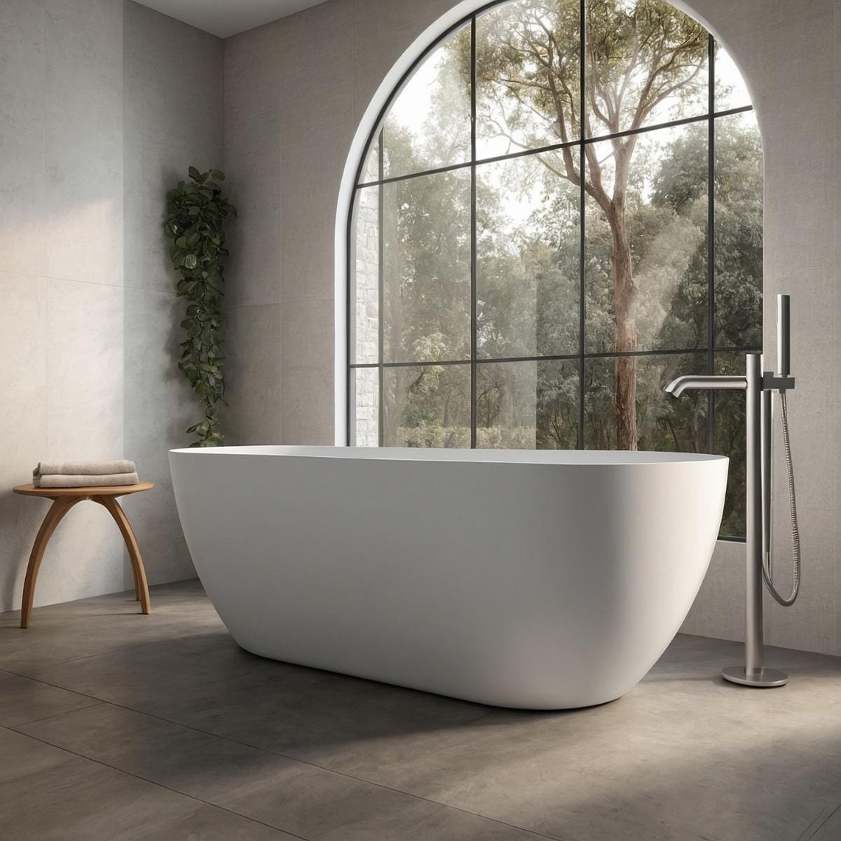 Girona matt white freestanding stone bath side new