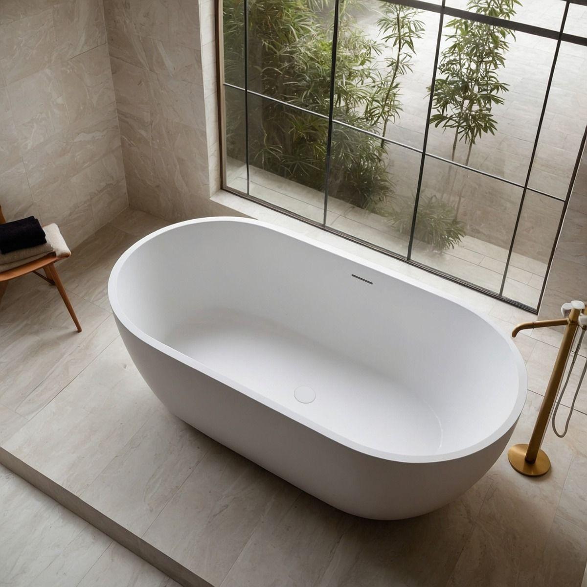 Girona matt white freestanding stone bath top new 1800
