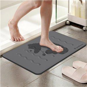 Stone Bath Mat Diatomaceous Earth Shower Mat Non-Slip Super Absorbent Diatomite Stone Mats for Bathroom Floor Quick-Drying Easy to Clean (39x60cm/16" x 24" Dark Grey)
