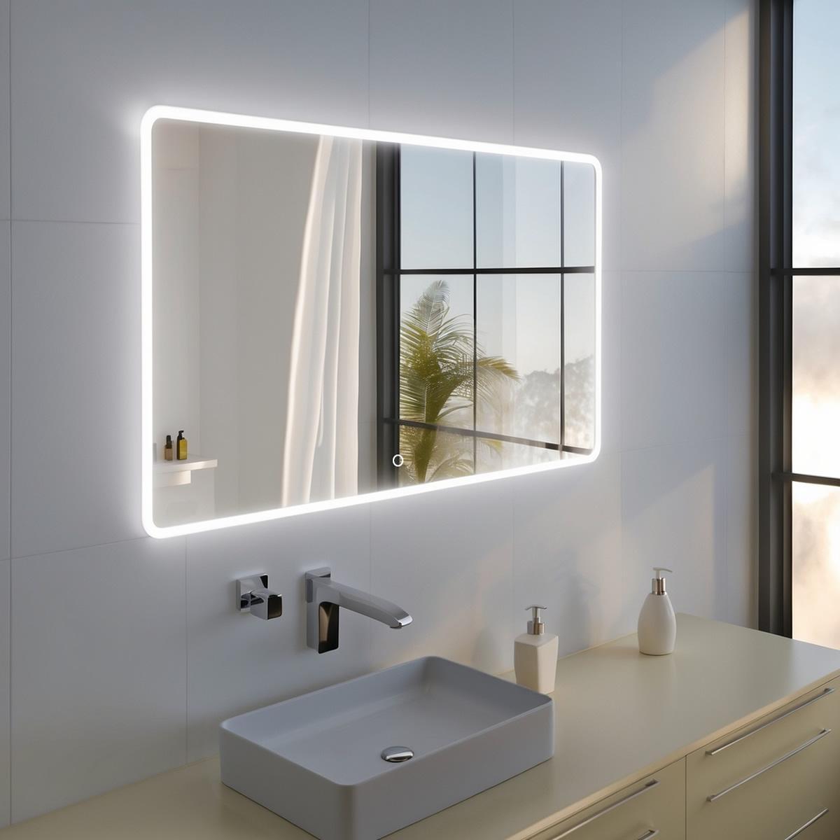 Led mirror 100x70 from side