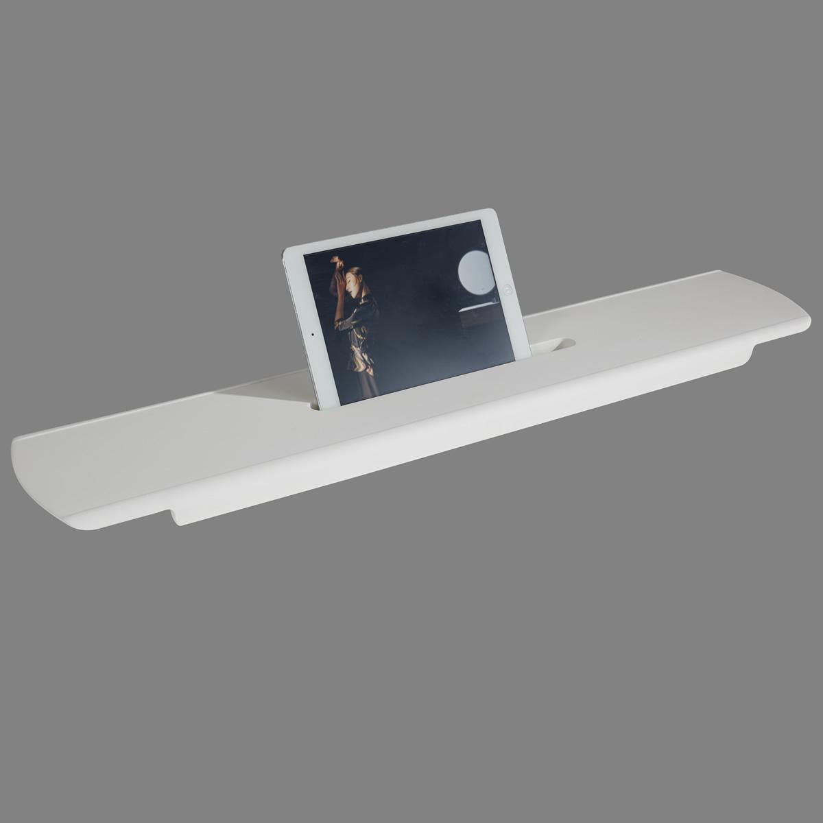 Matt white stone bath caddy shelf main