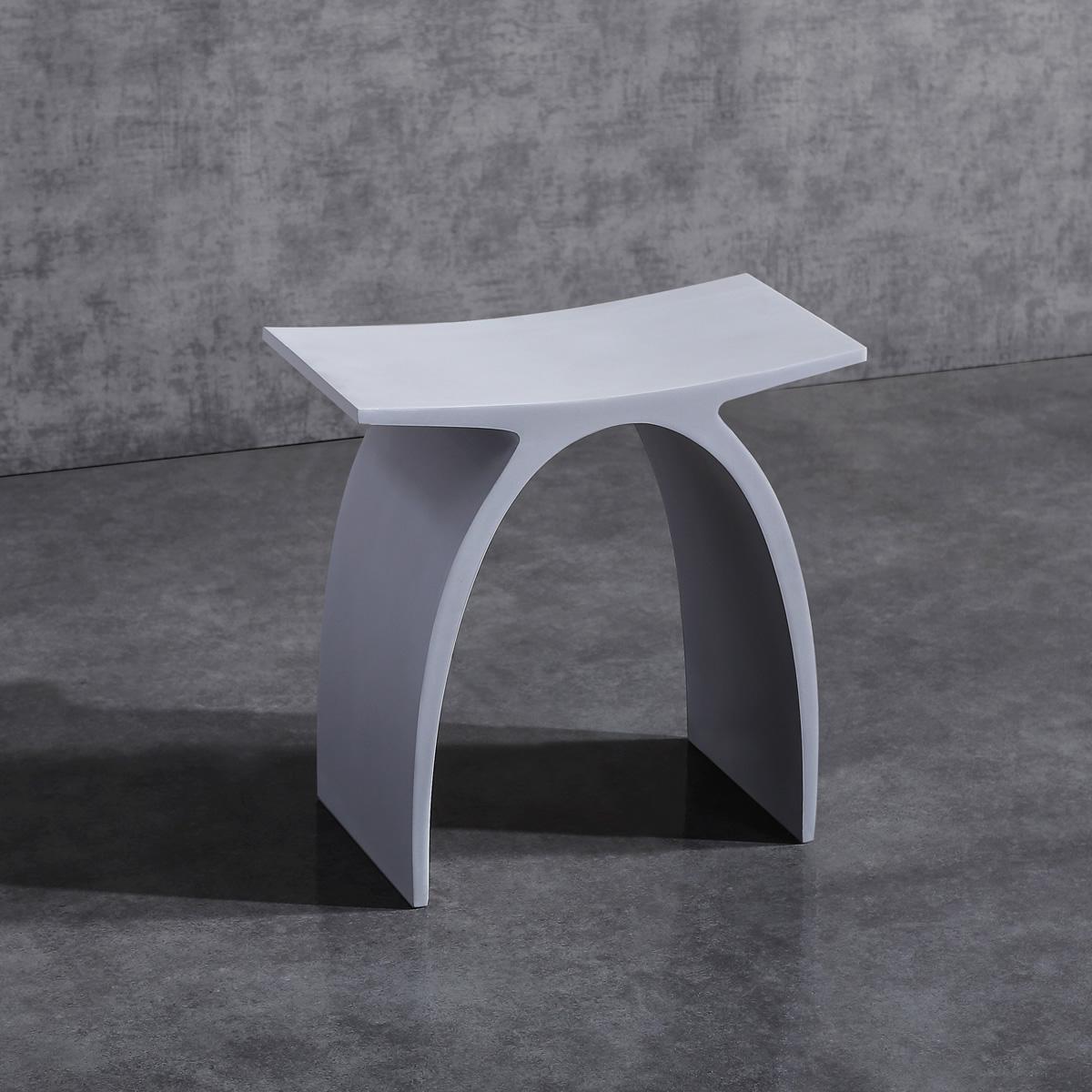 Matt white stone bathroom seat side