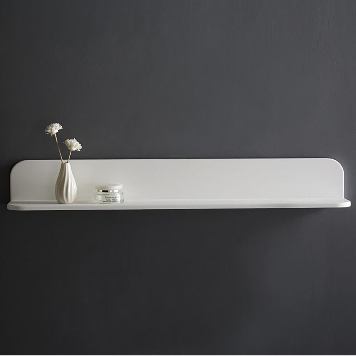 Matt white stone bathroom shelf 600mm front 1 1