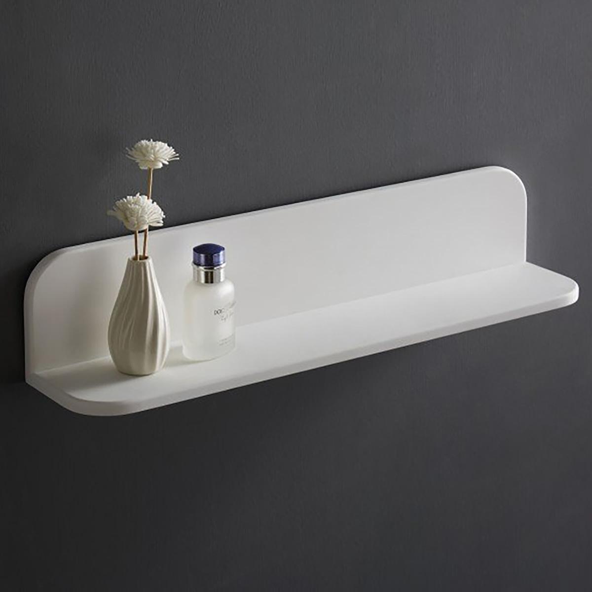 Matt white stone bathroom shelf 600mm side