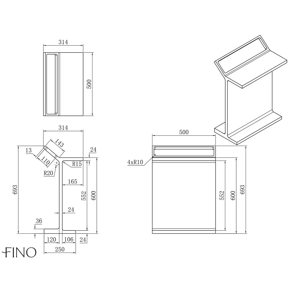 Matt white stone freestanding bath shelf with towel rail dimensions