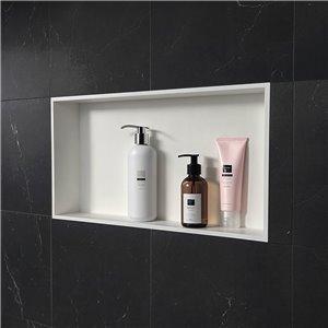 Fino Stone Wall Niche Recessed Waterproof Shelf 60cm x 30cm Matt White
