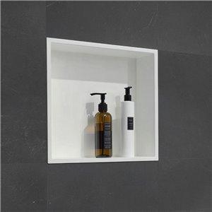 Fino Stone Wall Niche Recessed Waterproof Shelf 30cm x 30cm Matt White