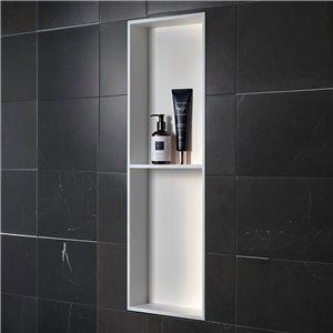 Fino Stone Wall Niche Recessed Waterproof Shelf 30cm x 90cm Matt White