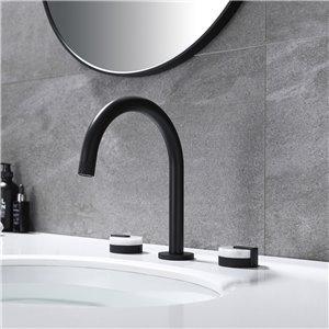 Fino Shelf Mounted Black Curved Tap With Double Marble Handles