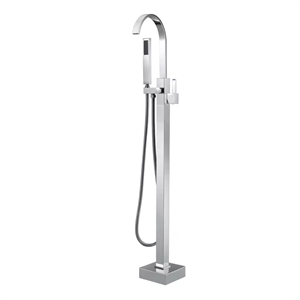 Fino Square Curve Freestanding Silver Chrome Plated Bath Tap With Shower