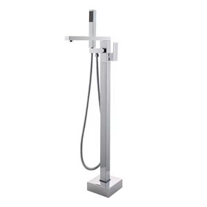 Fino Straight Freestanding Silver Chrome Plated Bath Tap With Shower