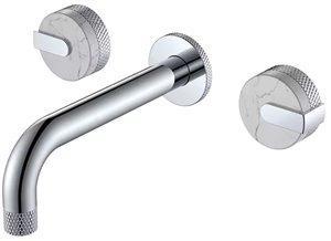 Fino Wall Mounted Silver Chrome Tap With Double Marble Handles