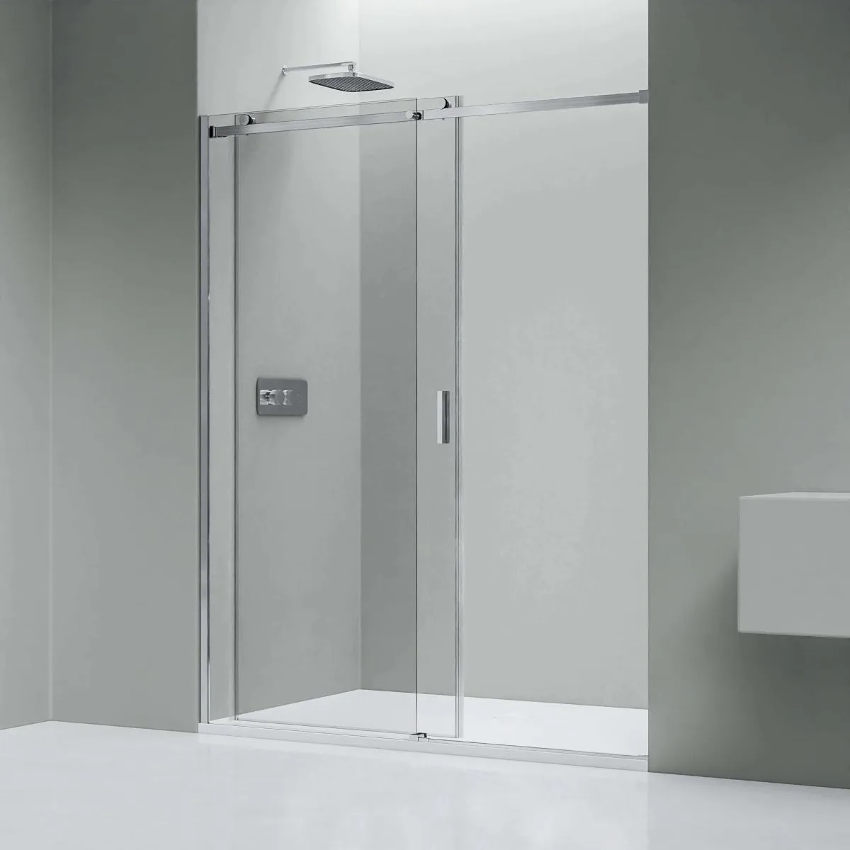 Sliding shower door open