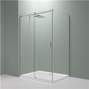 Fino Elena 8mm Glass Sliding Shower Door In Chrome With Side Glass