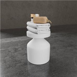 Fino La Roca Matt White Stone Round Bathroom Stool