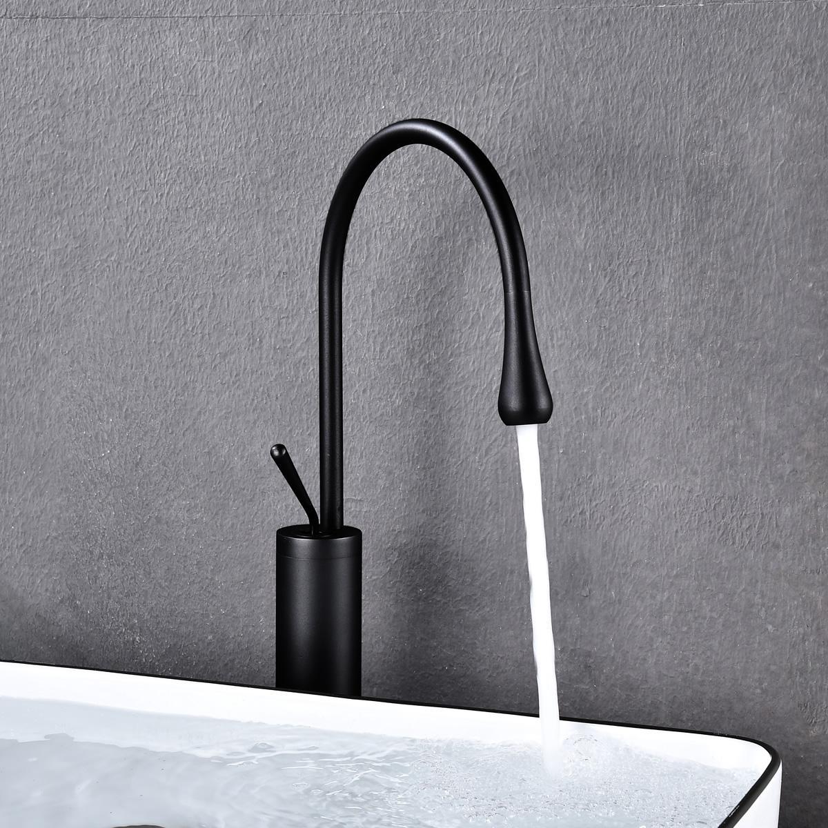 Tall body black bathroom basin faucet