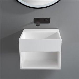 Fino Rupit Matt White Cloakroom Wall Hung Stone Vanity Unit 325mm