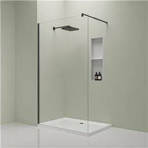 Fino Valeria 8mm Glass Walk In Shower Screen With Black Frame - Various Sizes