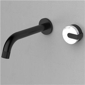 Fino Wall Mounted Black Tap With Single Marble Handle