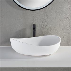 Fino Mallorca Matt White Countertop Stone Basin 600mm