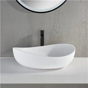 Fino Mallorca Matt White Countertop Stone Basin 600mm