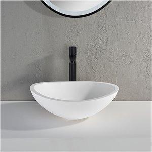 Fino Ronda Matt White Countertop Stone Basin 420mm